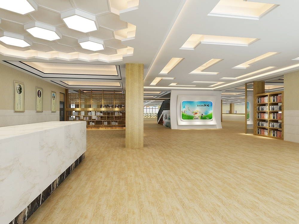 合肥45中内部图书馆装修设计案例(图5)