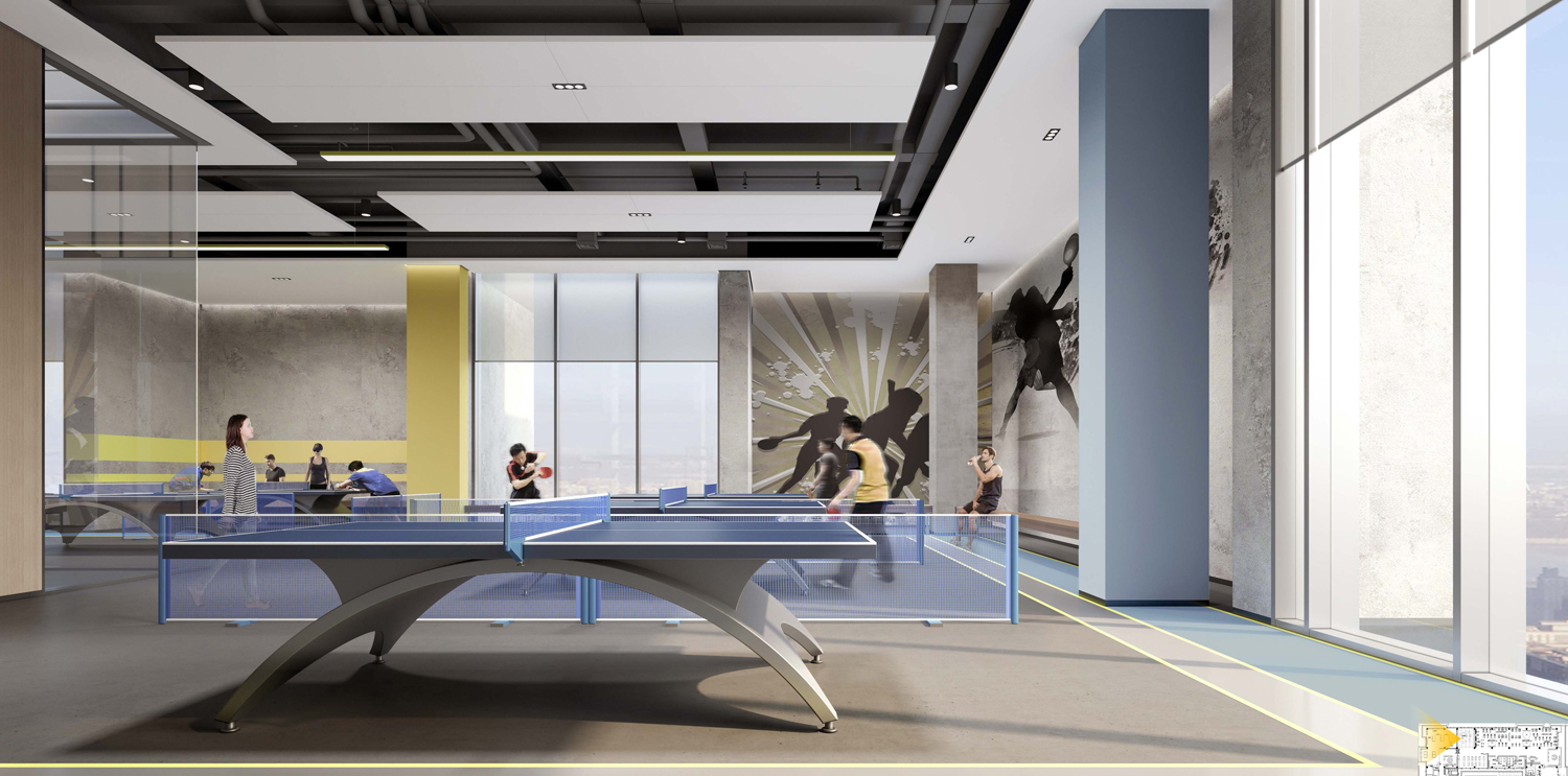 巢湖槐林渔具有限公司4000平方办公楼内部员工娱乐室装修案例(图2)