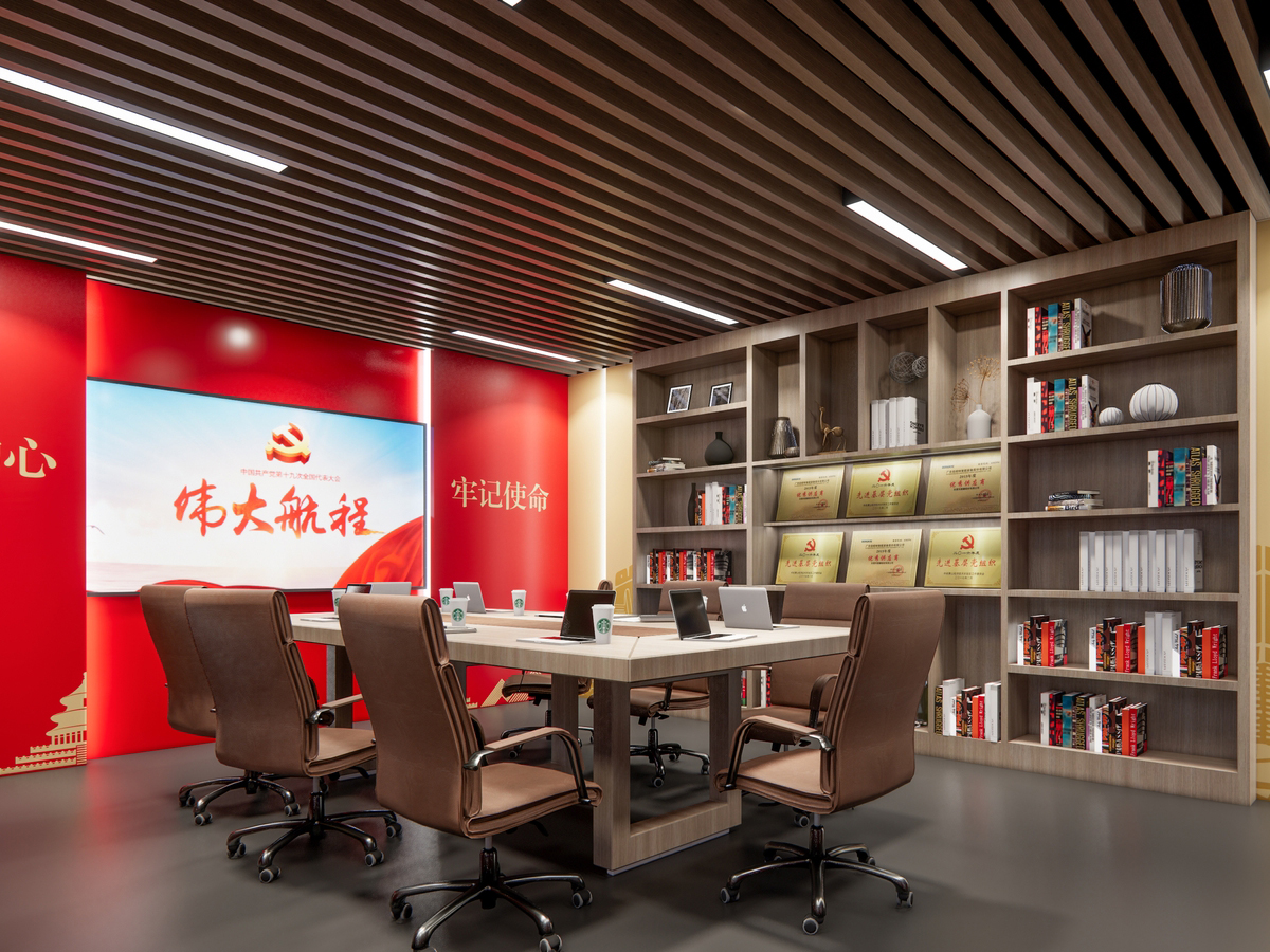 巢湖 630㎡现代红色工装风格企业党建展厅装修(图3) 巢湖 630㎡现代红色工装风格企业党建展厅装修(图3)